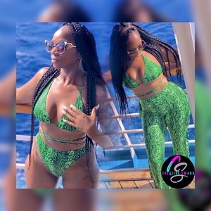 Green 3 piece Swim suit set